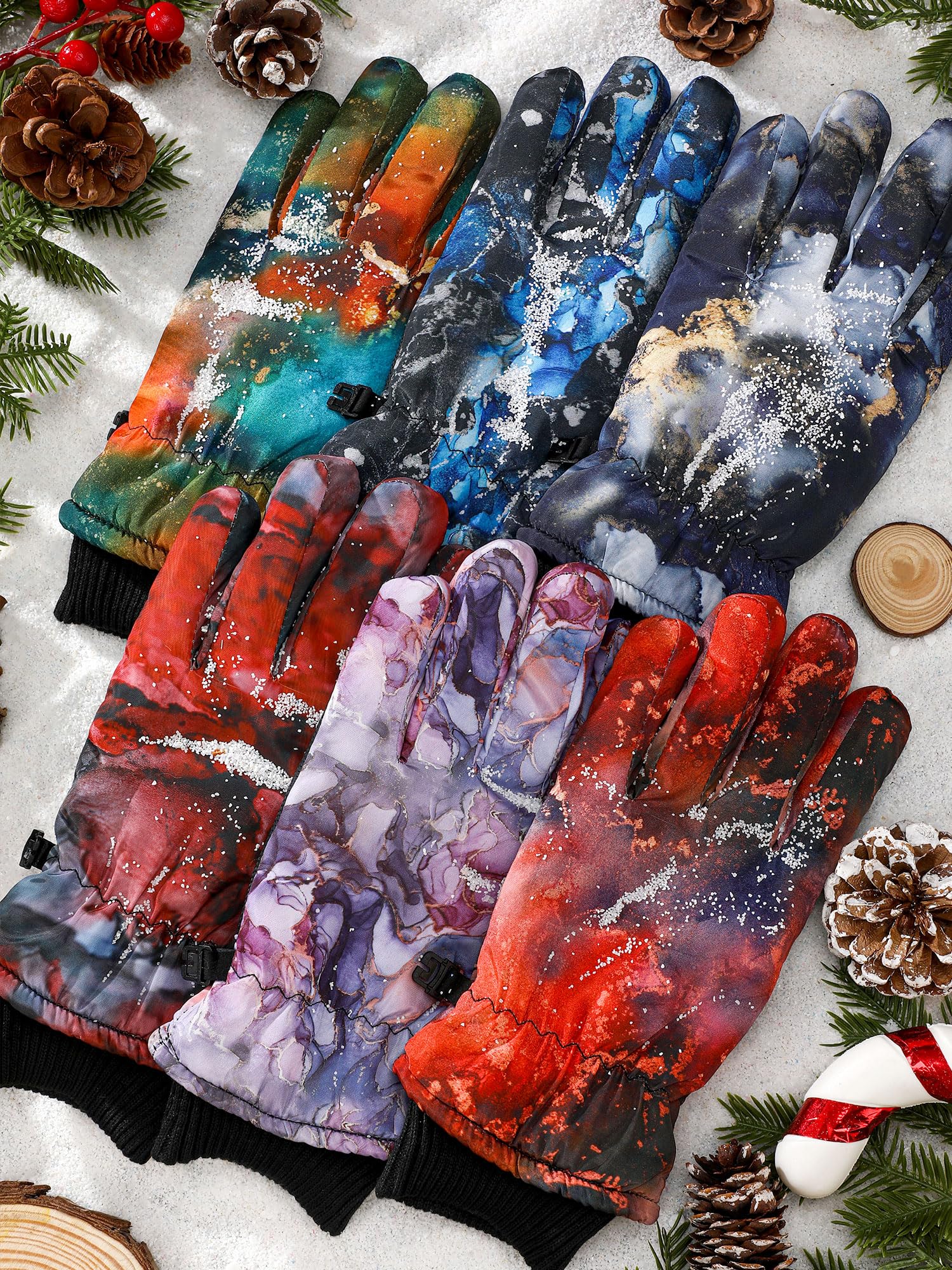 Bencailor 6 Paar Kinder Winter Handschuhe wasserdichte Ski Winddichte Warme Schnee Handschuhe für Kinder Jungen Mädchen (Bunt, 10-15 Jahre)