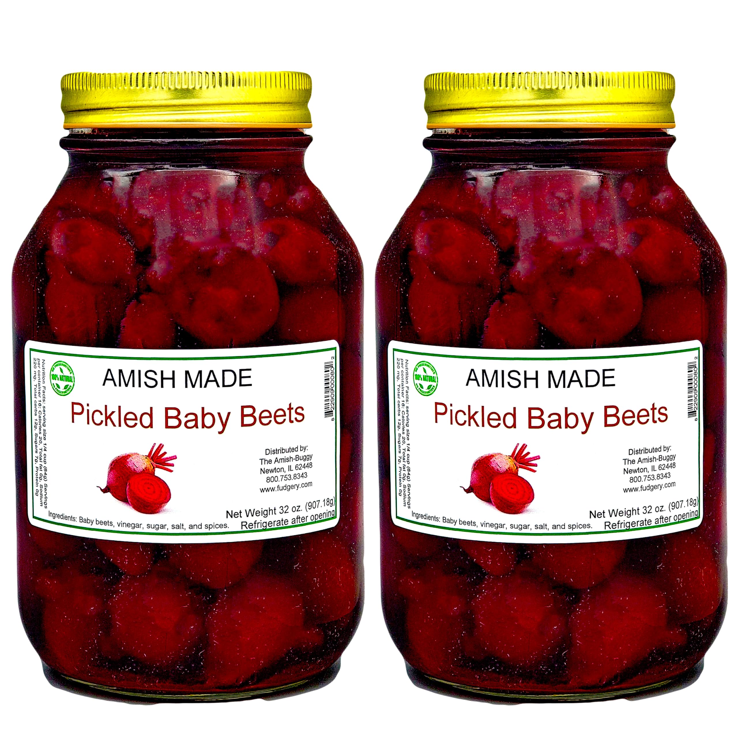Amish Pickled Baby Beets - TWO - 32 Oz Jar