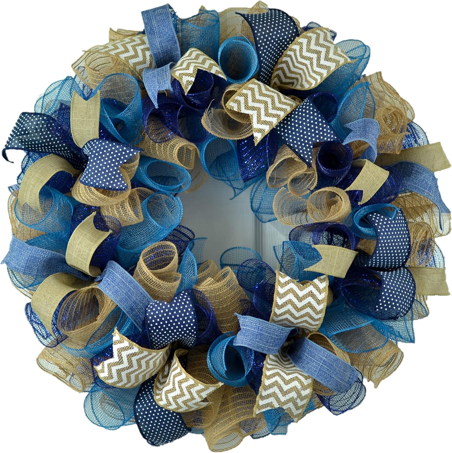 Navy Burlap Wreath with Welcome Sign (24" x 5")