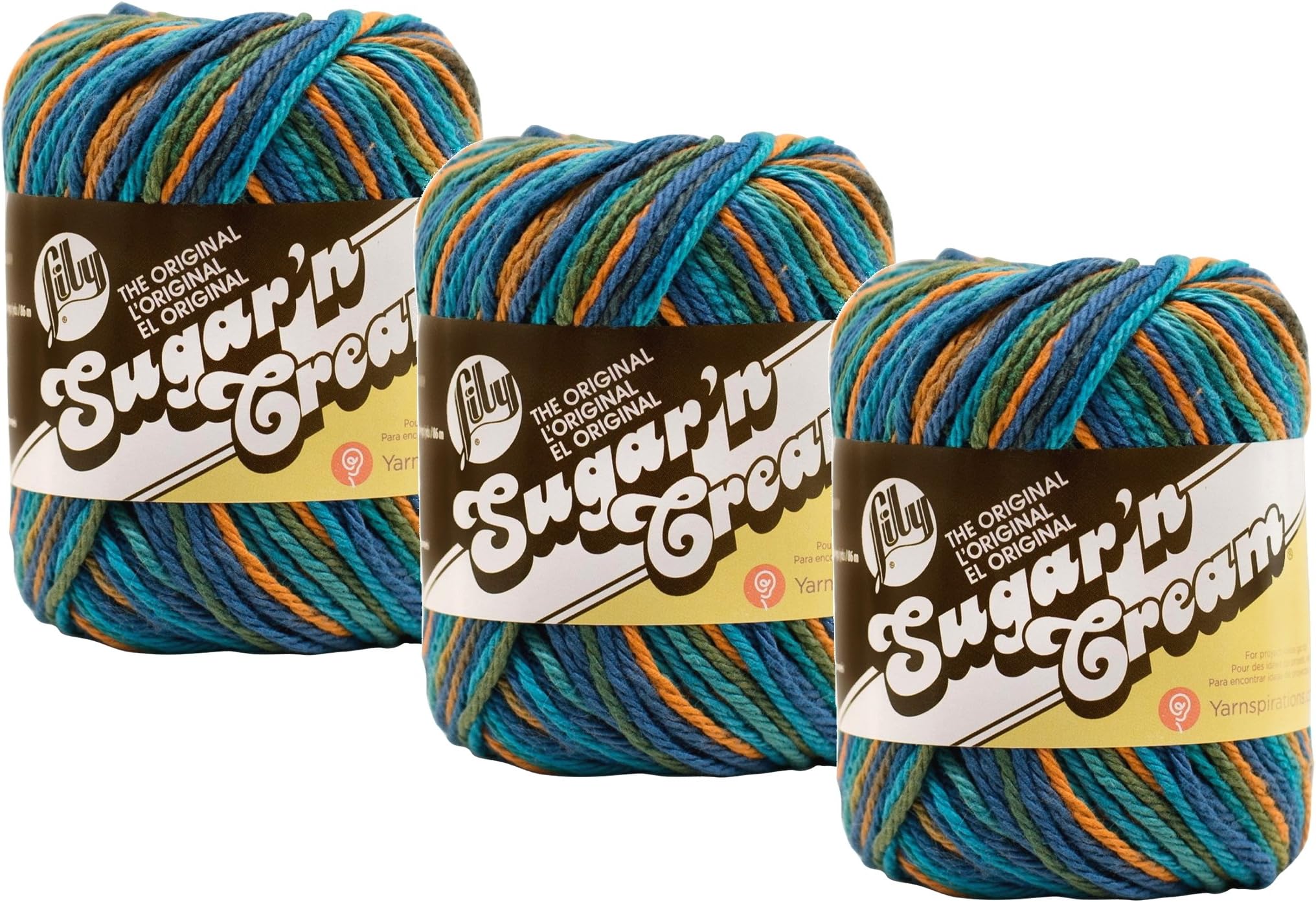 Bulk Buy: Lily Sugar 'n Cream 100% Cotton Yarn (3-Pack) Ombres, Prints, Scents & Stripes (Capri #2747)