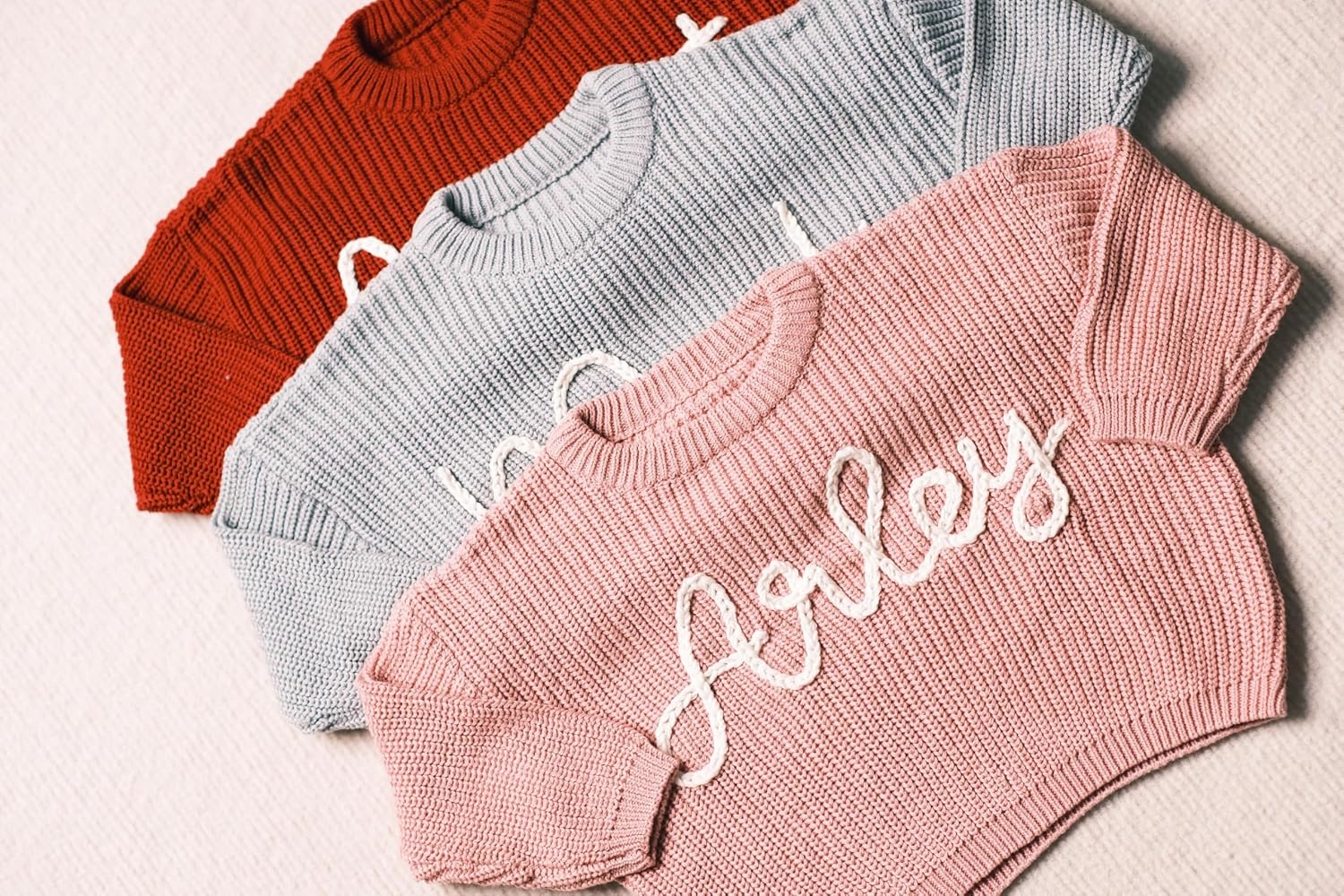 Baby Girl Boy Custom Knit Sweater Pullover Personalized Warm Crewneck Long Sleeve Tops with Name for Infant Toddler