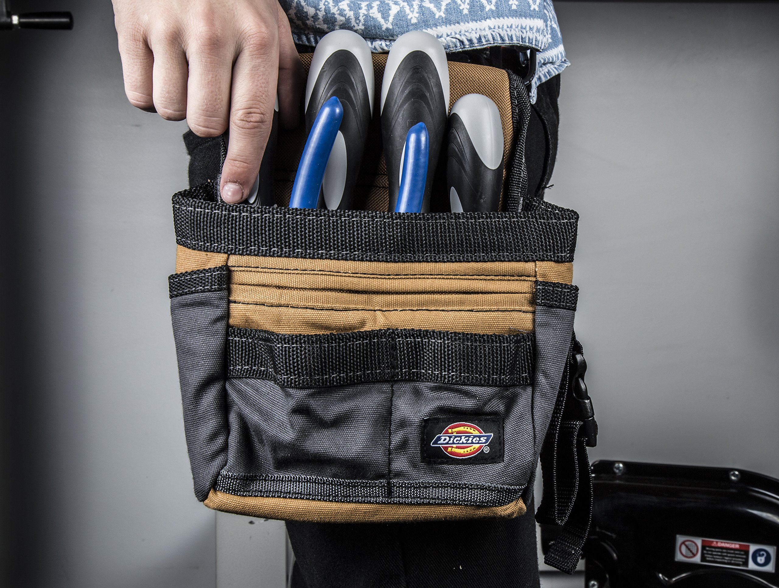 Dickies 11-kieszeniowa torba do przechowywania narzędzi/narzędzi na pasek narzędziowy, trwałe płótno, spód odporny na przebicie, kieszenie na śrubokręty, kieszeń zabezpieczająca na zamek błyskawiczny,
