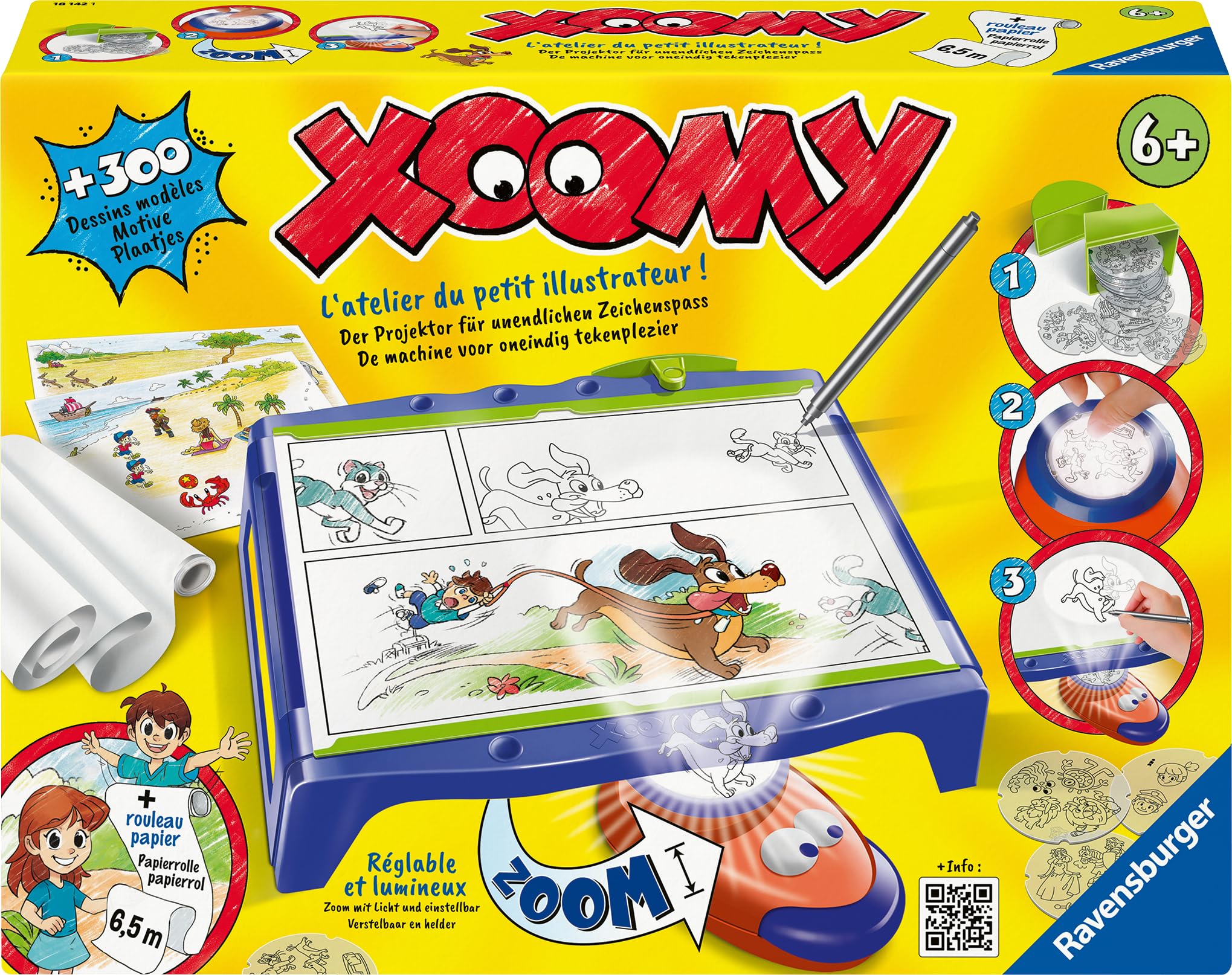Ravensburger Xoomy® Maxi A4 18142 - Zeichnen und Malen Lernen für Kinder ab 6 Jahren, Über 300 Motiven und 6,5m Papierrolle für unendlichen Zeichenspaß