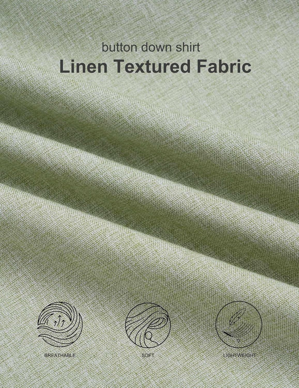 COOFANDY Mens Button Down Shirt Short Sleeve Casual Shirts Summer Beach Wedding Linen Shirt with Pocket - Image 6