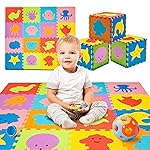 TOYVELT Foam Puzzle Floor Mat for Kids 12x12-16 Interlocking Play Mat Tiles with Colors, Alphabet, ABC - Educational Large Puzzle Foam Floor Tiles for Crawling, Exercise, Playroom, Play Area