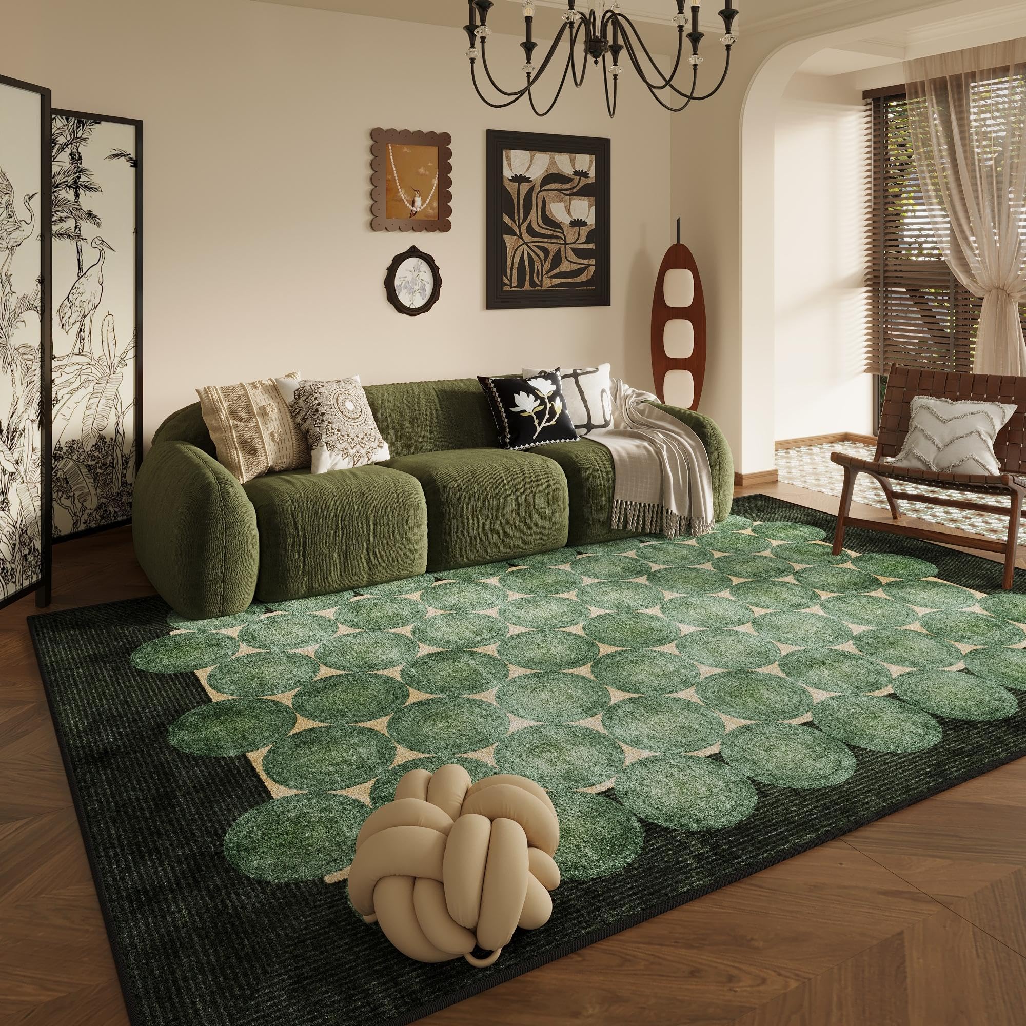 Tapis de salon rétro 80x120 cm lavable et grand format grand confort