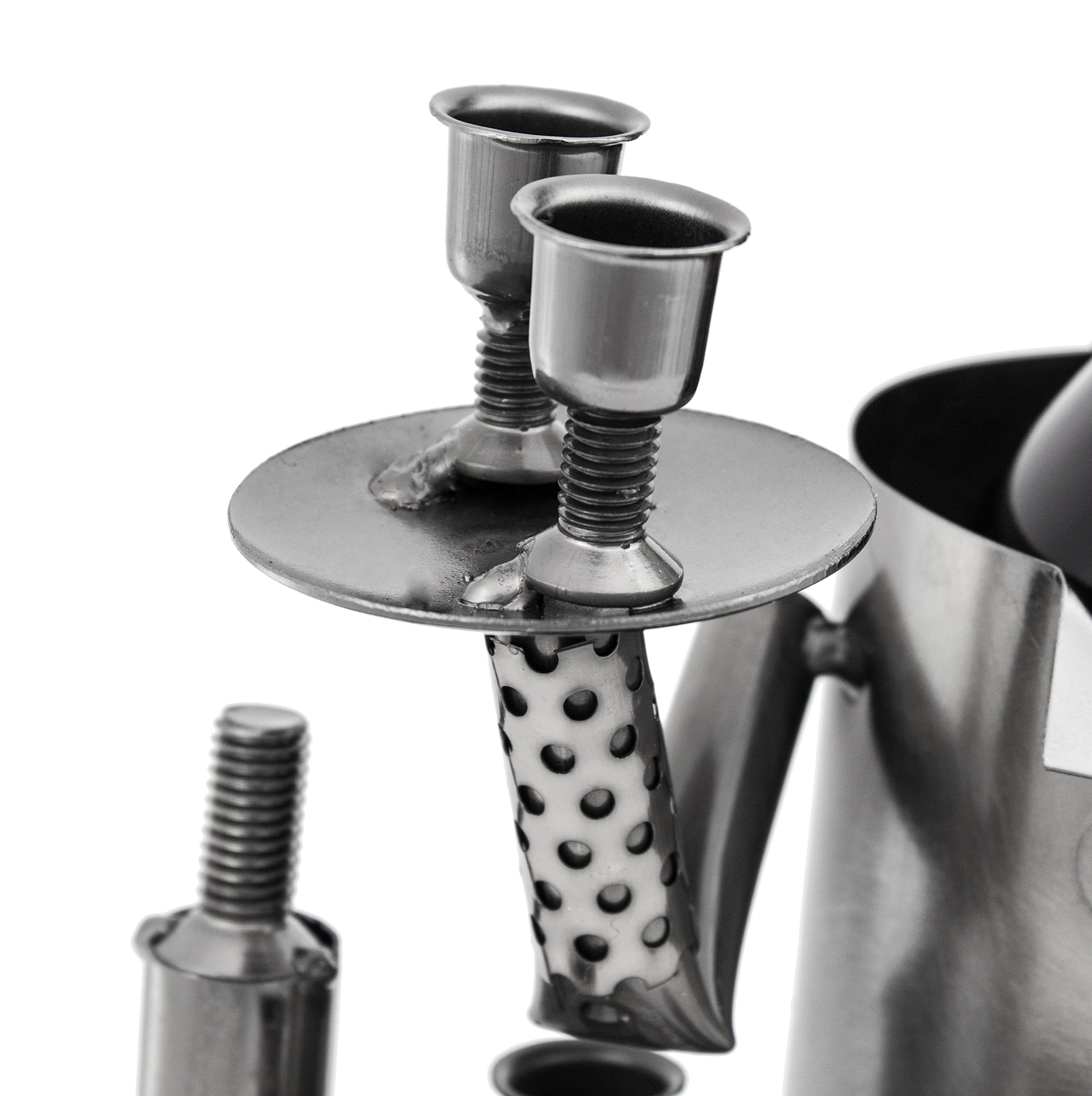 Totenkopf Weinflaschenständer Metall - Steampunk Deko Für Bar & Küche - Cola & Whisky Flaschenhalter Silber