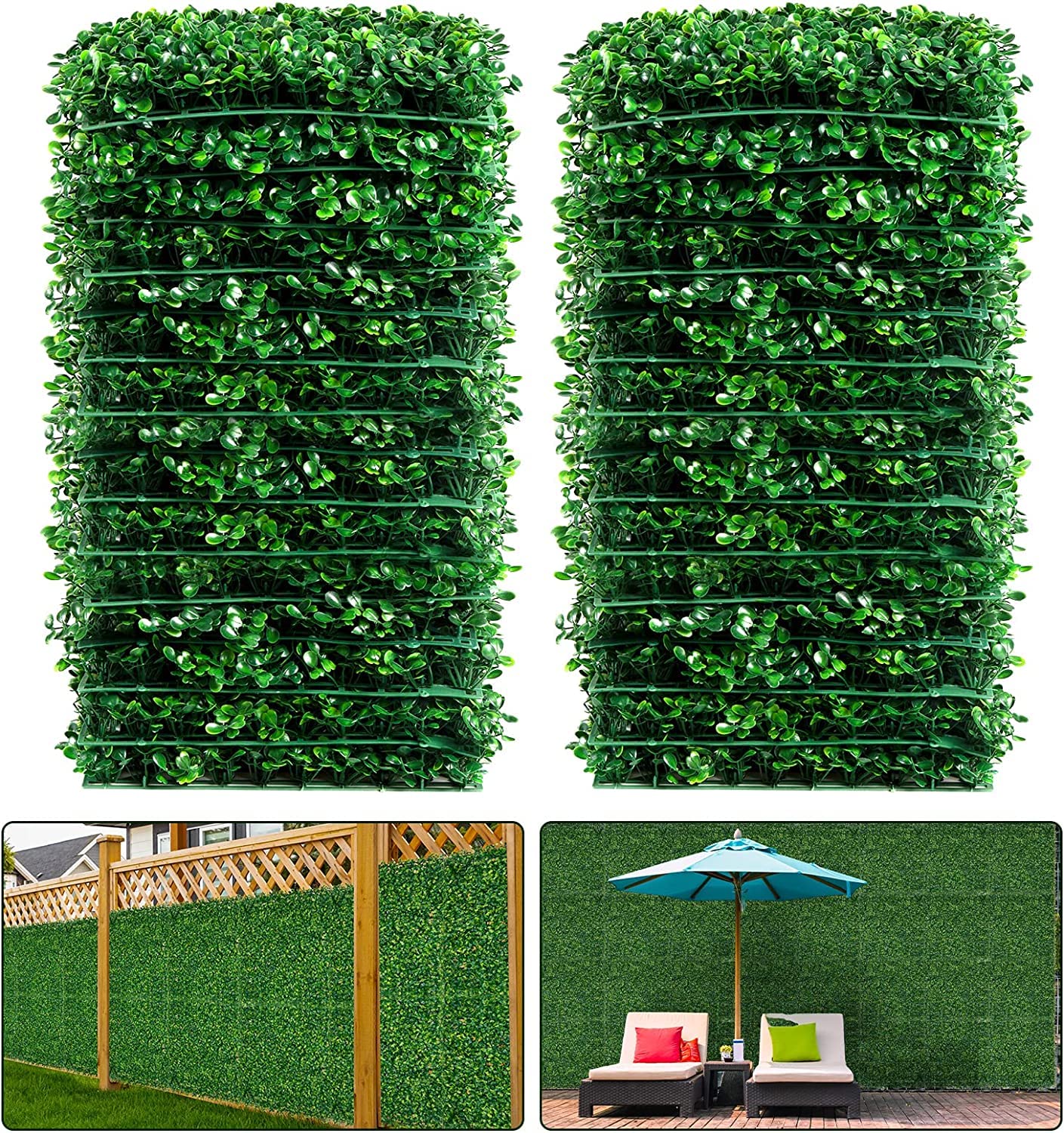 Aboofx Artificial Grass Wall Panels 10 Pack 24 x 16 inch, Green Wall Panels for Wall Decor Outdoor Indoor, Boxwood Backdrop for Garden Yard Fence Wall Background Decoration (26.67 SQ Feet)