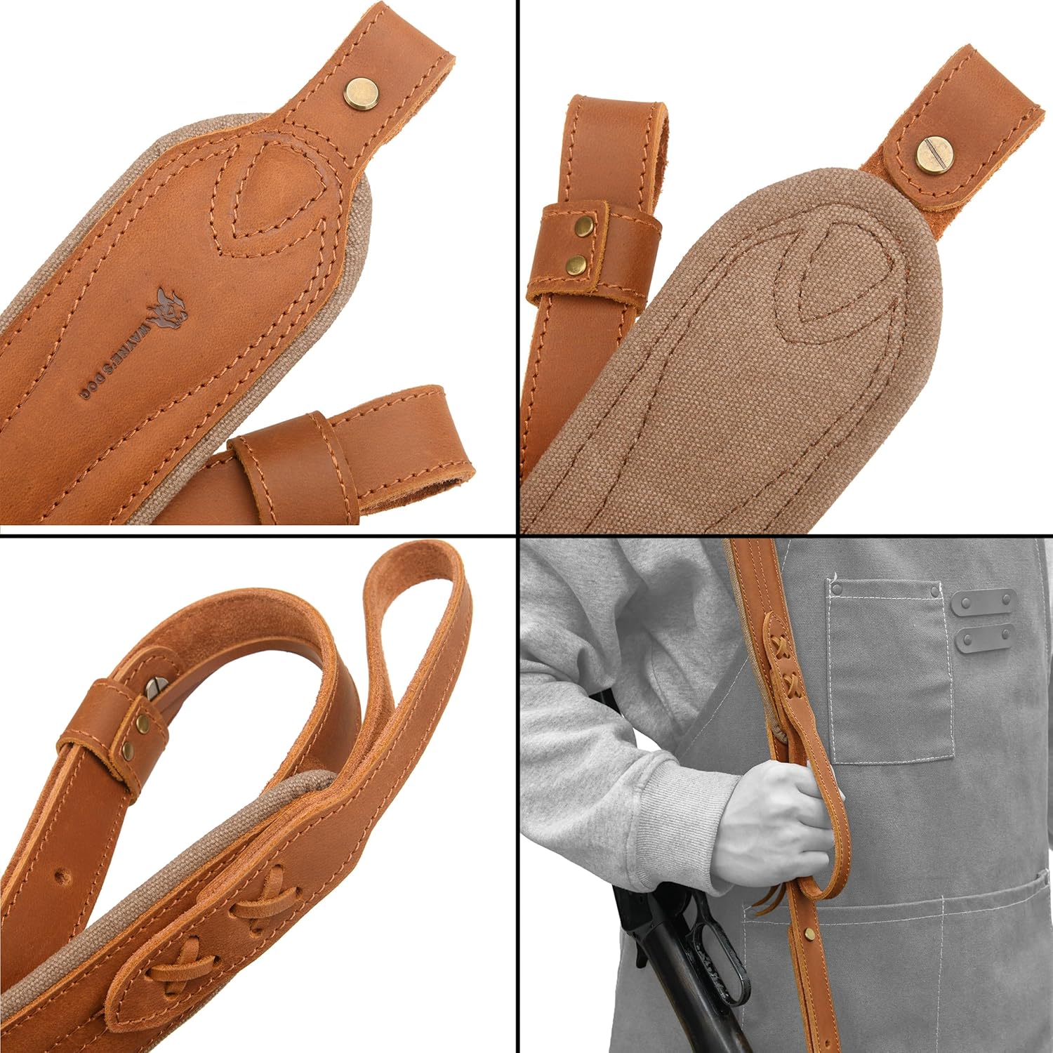 WAYNE'S DOG Slip On Recoil Pad with Sling, Leather Canvas Buttstock Extension Recoil Reduction Pad with Straps