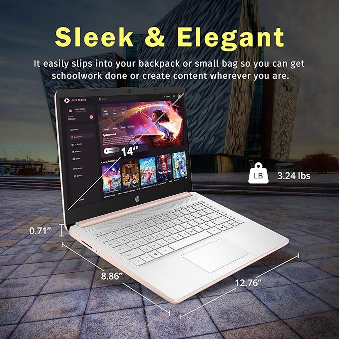 HP Flagship 14" HD Laptop, Intel N150, 16GB RAM, 288GB, Win 11 S miniatura 8