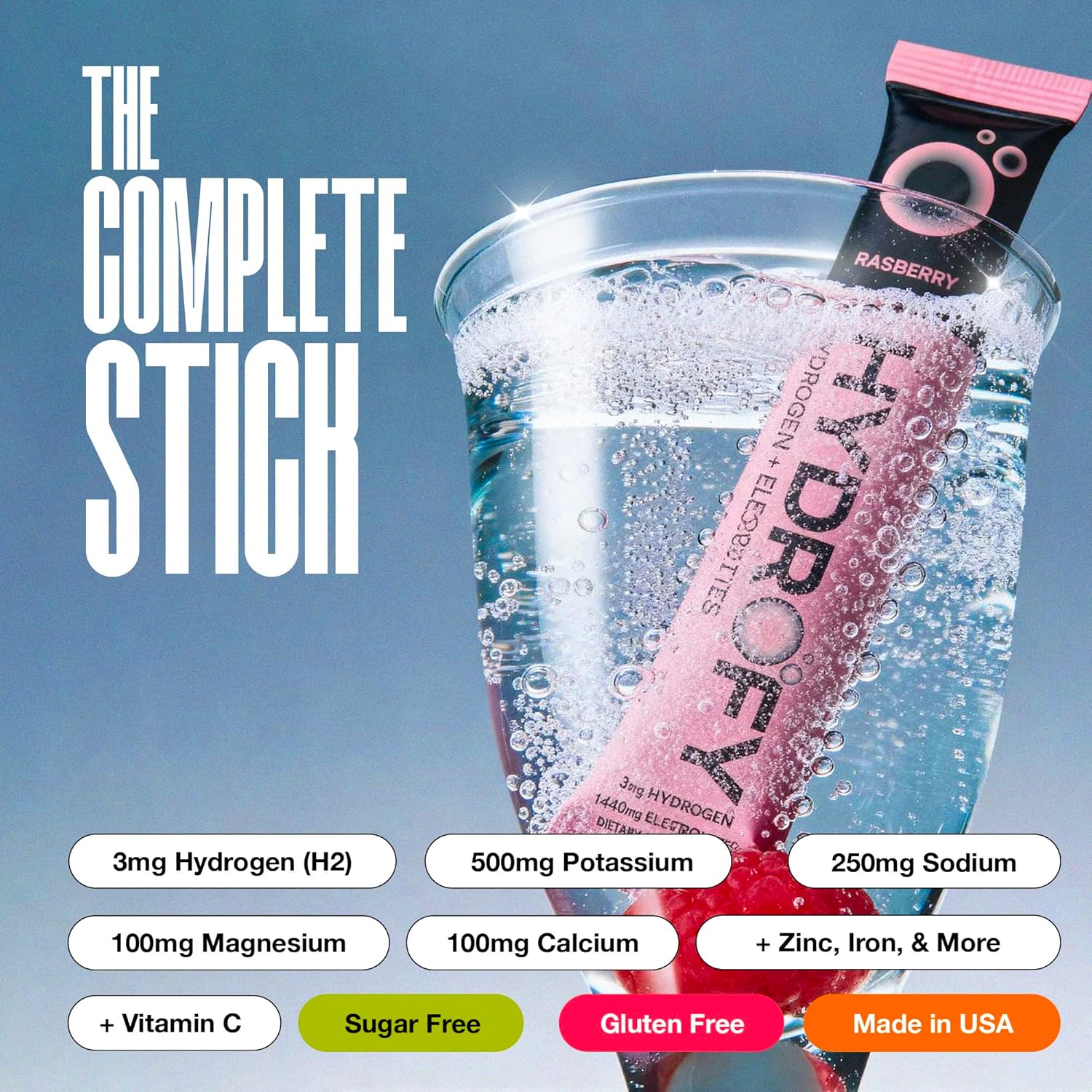 Hydrofy Hydrogen Water + Electrolytes Drink Mix | H2 Hydration Packets with Molecular Hydrogen, Sodium, Potassium, Magnesium, Calcium, and Minerals | No Sugar | Orange + Caffeine 25 ct