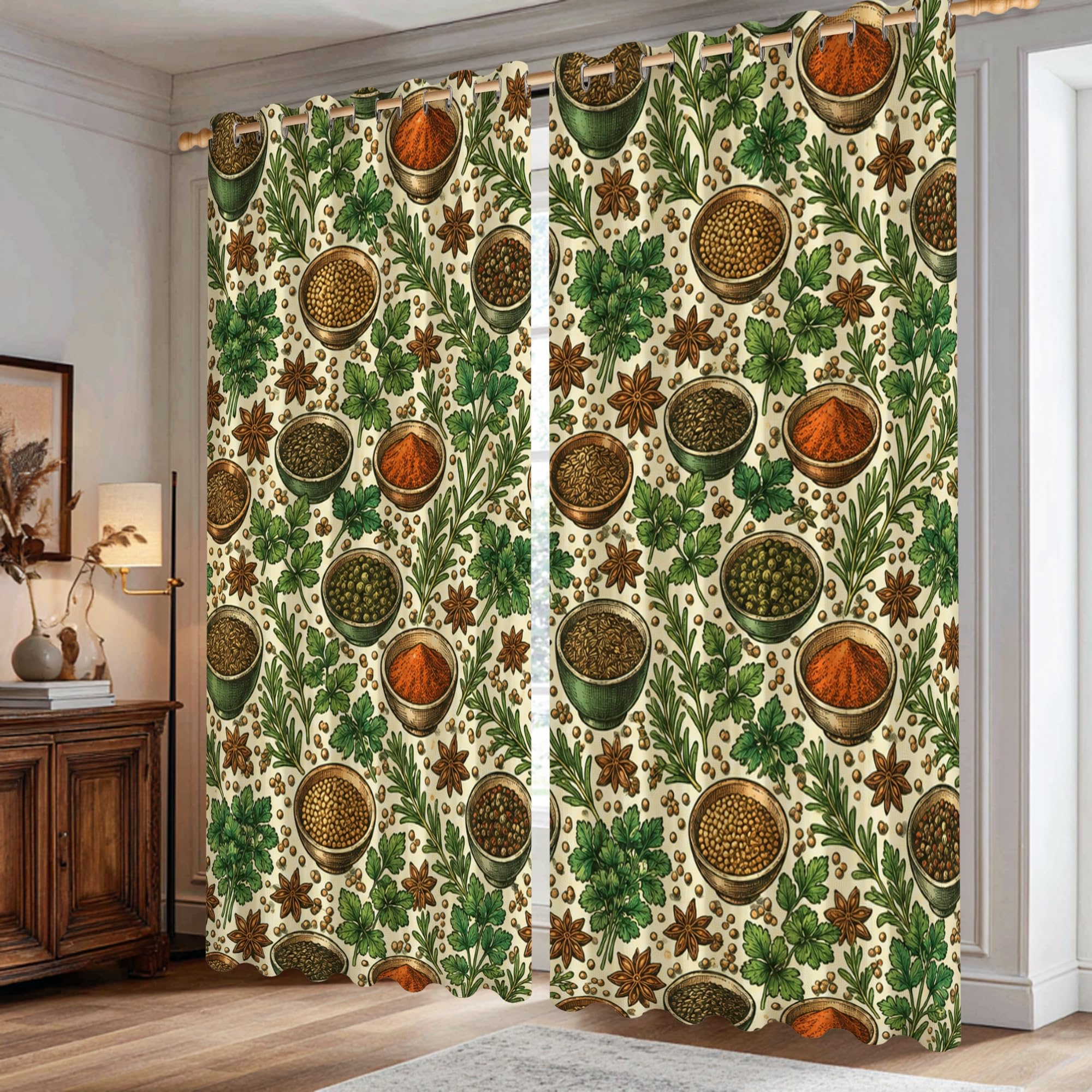 Rideaux occultants thermiques vert automne pour isoler votre salon