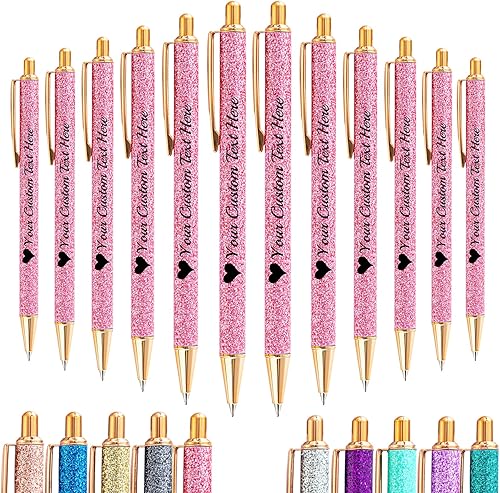 Miniatura 9 de Hasta 100 bolígrafos personalizados a granel con nombre, bolígrafo con purpurina personalizable, logotipo de negocios, mensaje de texto, regalo