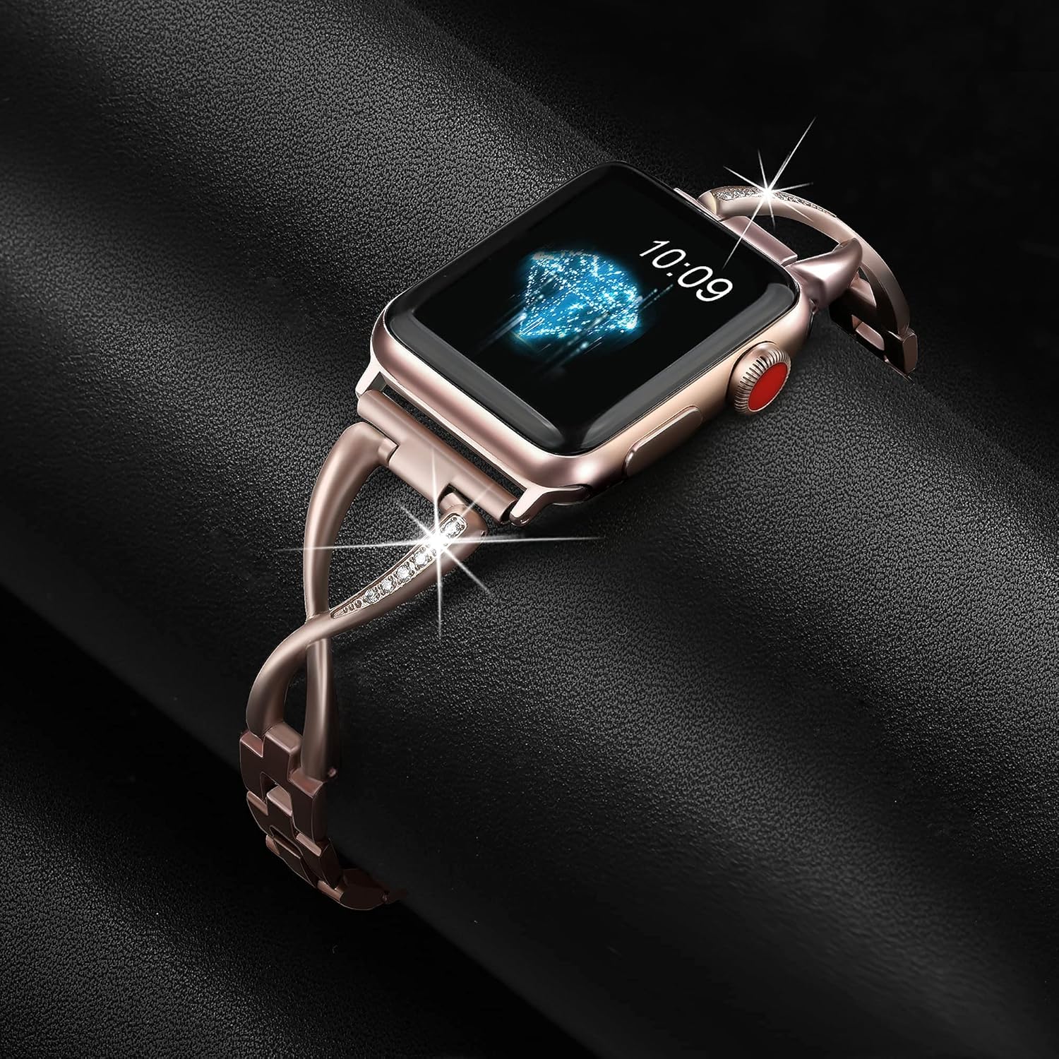 Secbolt Bands Compatible with Apple Watch Band 38mm 40mm 41mm 42mm 44mm 45mm 46mm 49mm Iwatch SE Series 11/10/9/8/7/6/5/4/3/2/1 Women Dressy Jewelry Metal Accessories Wristband Strap - Image 2