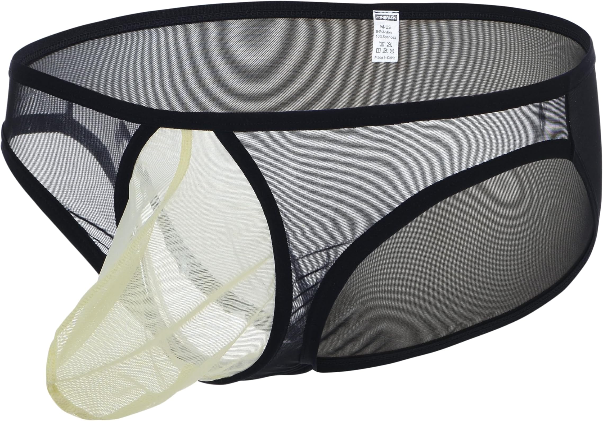 ZONBAILON Men's Sexy Mesh Underwear Briefs See Through Breathable Briefs with Bulge Pouch