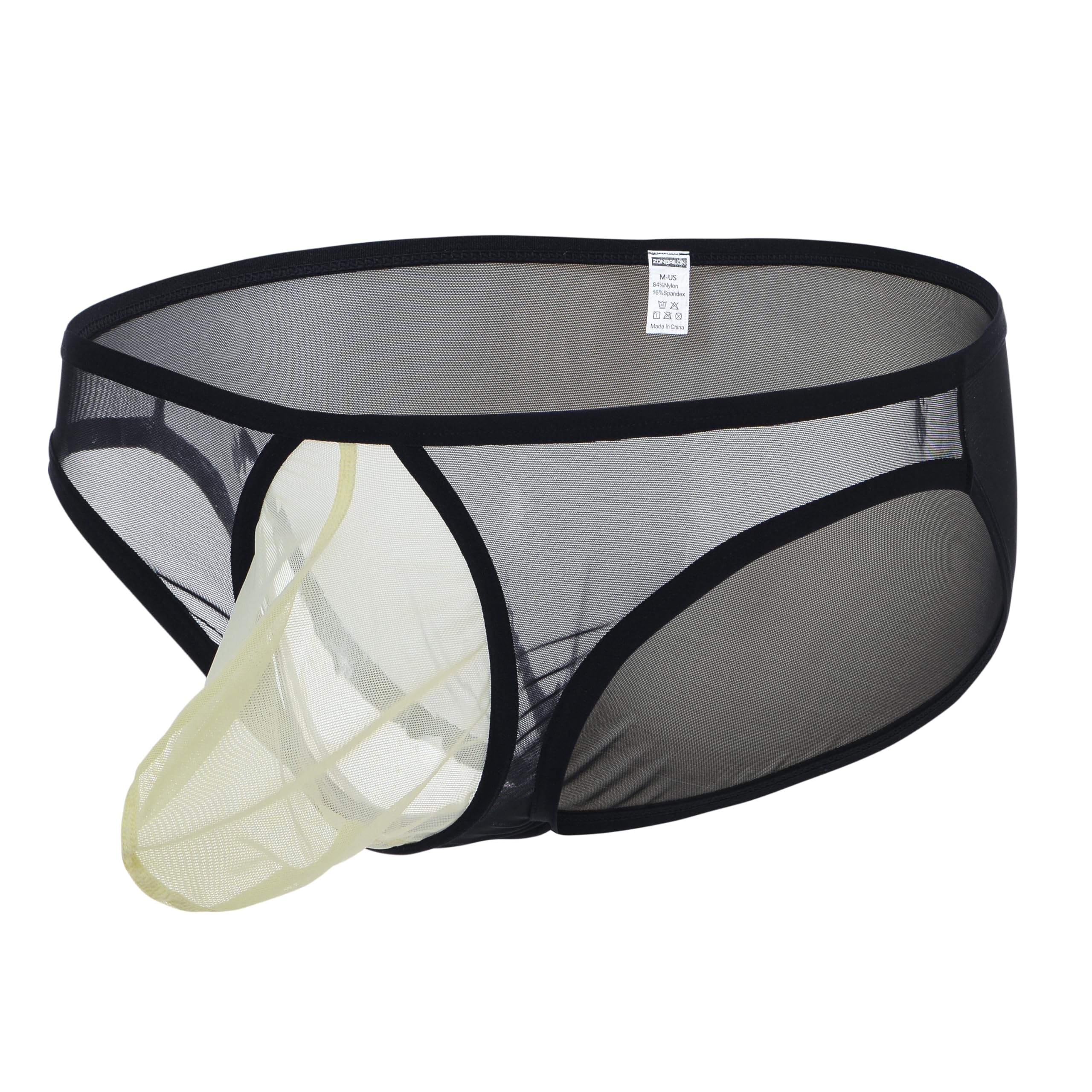 ZONBAILON Men's Sexy Mesh Underwear Briefs See Through Breathable Briefs with Bulge Pouch