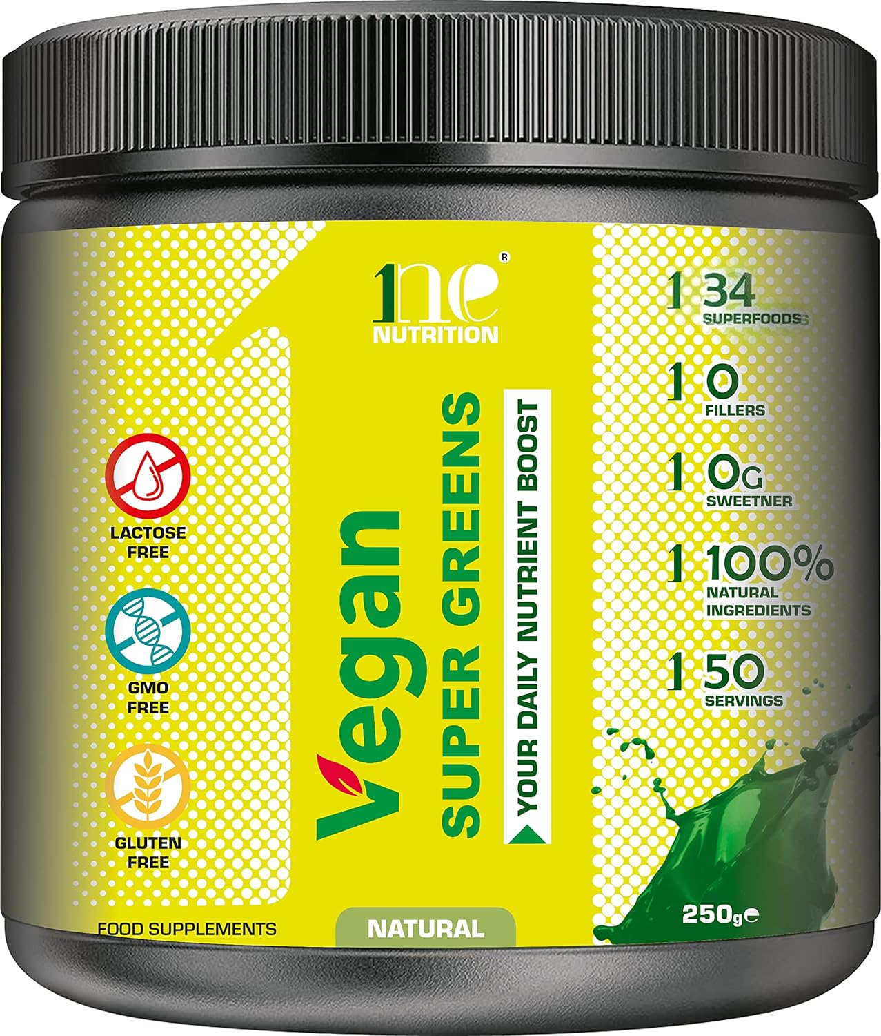 Super Greens 34 Ingredients Powder 250g | Ultimate Immune Support | Green Superfood for Immunity Energy and Detox | Vegan 100% Natural | No GMO No Gluten No Fillers | 50 Servings