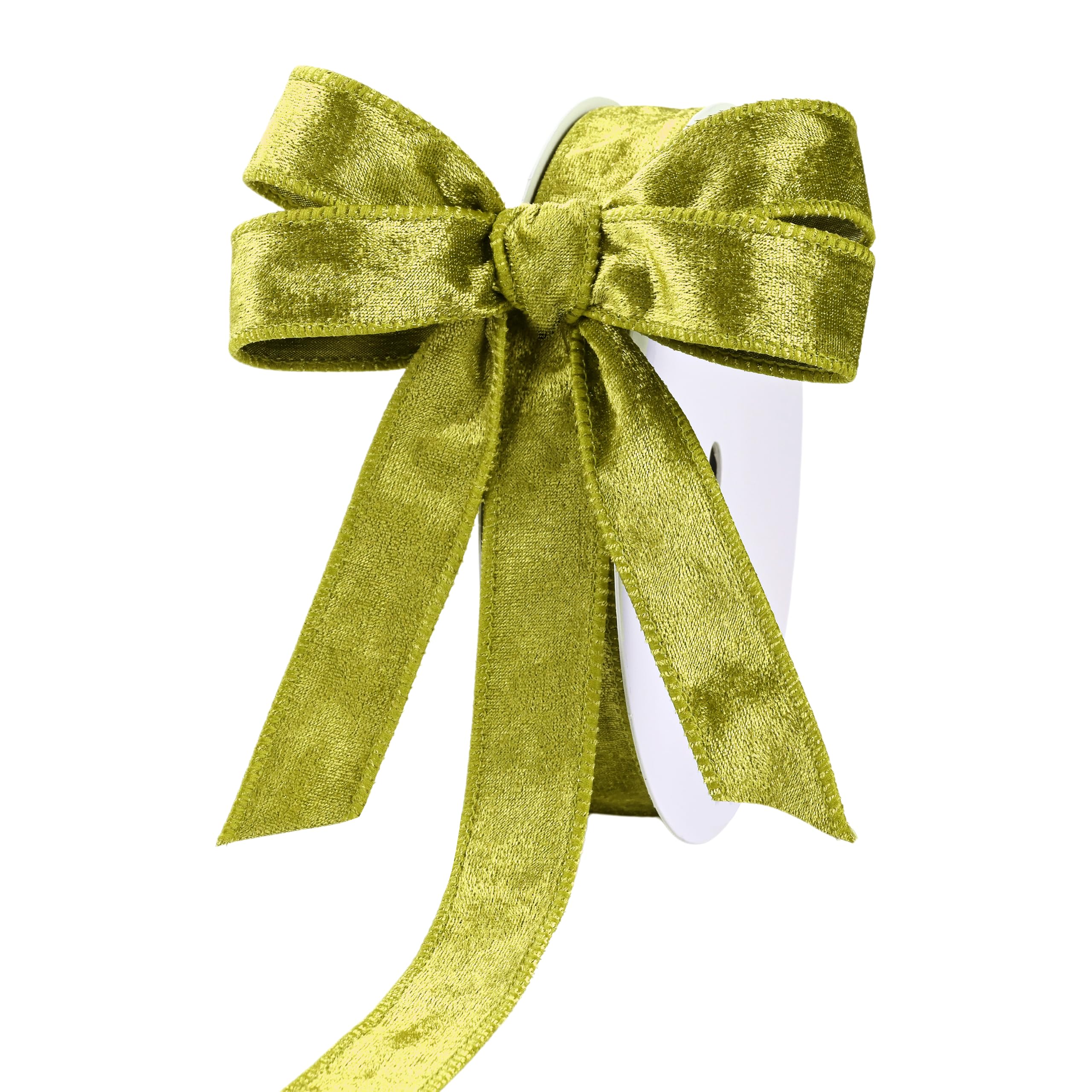 MAYREEL Moss Green Corded Crushed Velvet Ribbon 2.5 cm 18.3 m โ image 1
