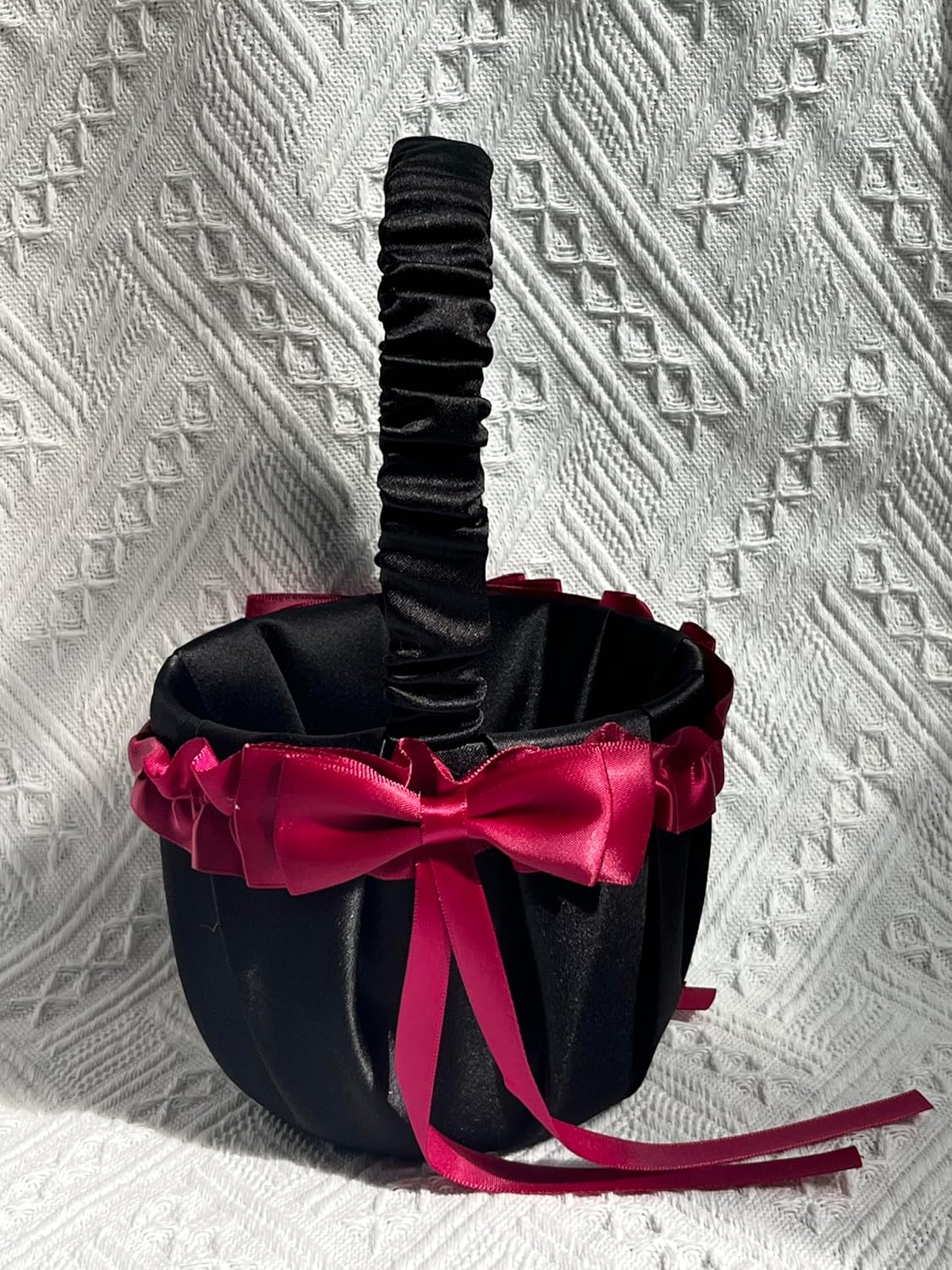 Flower Girl Baskets - Candy Gift Bag With Ribbon Bowknot and Rhinestones for Parties - Black & Burgundy