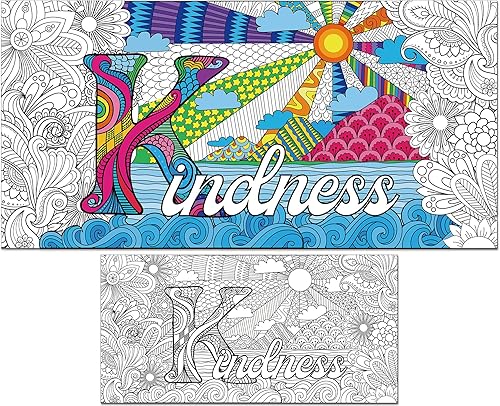 Naozinebi Pósteres de mandala gigante para colorear, grandes carteles motivacionales para colorear, mantel grande para colorear, dibujo de bricolaje