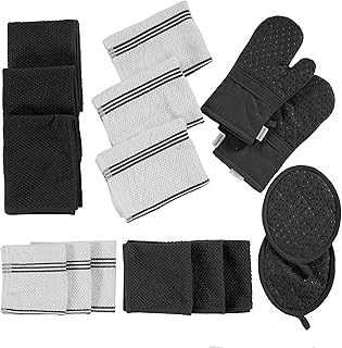 LANE LINEN 16-Piece Kitchen Towels & Dishcloths Set – Heat Resistant Sil...