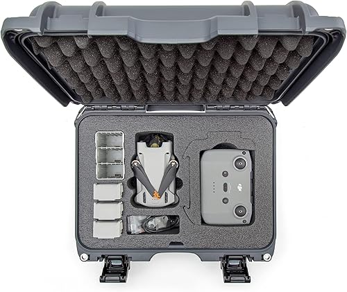 Miniatura 7 de Nanuk Funda rígida impermeable 915 con inserto personalizado para DJI Mini 3, paquete Fly More y control remoto RC-N1 o RC, grafito
