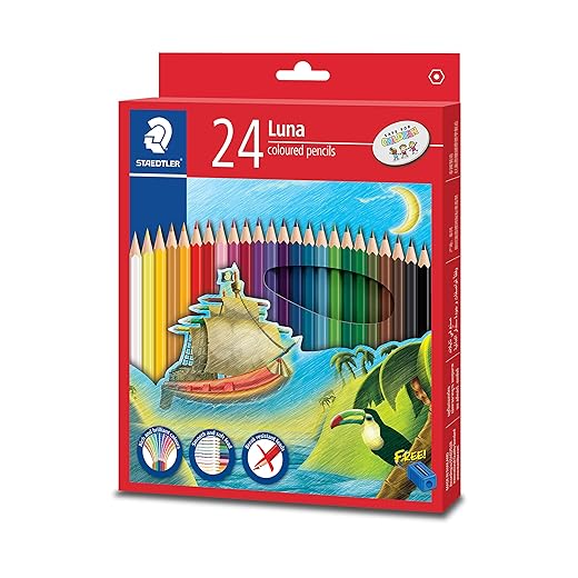 Staedtler Luna 24 Colors Coloured Pencil Set with FREE Pencil Sharpener