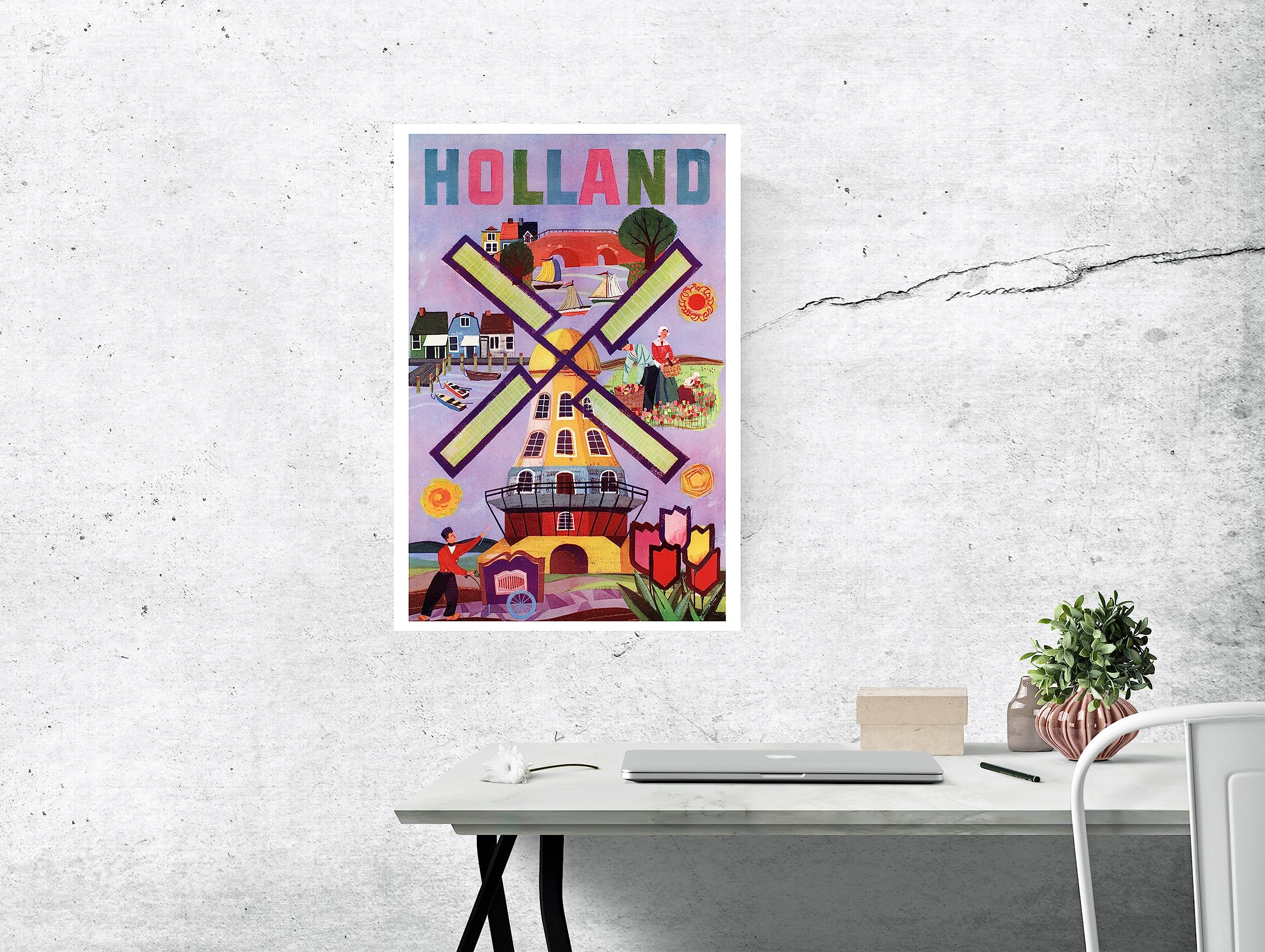 Amazon.com: Artist Unknown Holland Poster, Dutch, Windmill