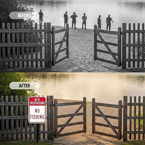 Miniatura 7 de SmartSign Letrero de No Trespassing No Fishing - Paquete de 2, 18 x 12 pulgadas, compuesto de aluminio de 0.079 pulgadas de grosor, agujeros