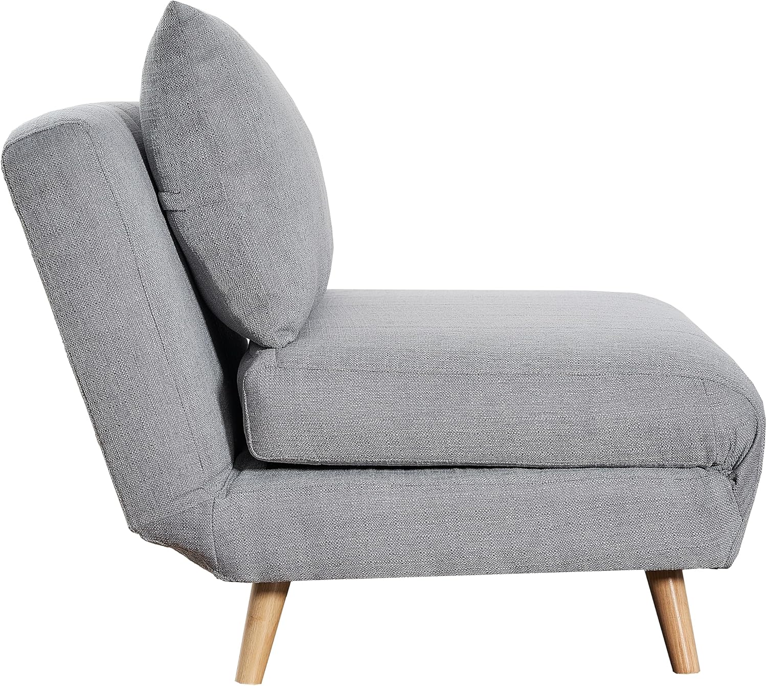 EMMA + OLIVER Stillwell 3-in-1 Convertible Sleeper Chair with Hideaway Legs and Pillow in Channel Stitched Light Gray Fabric Upholstery