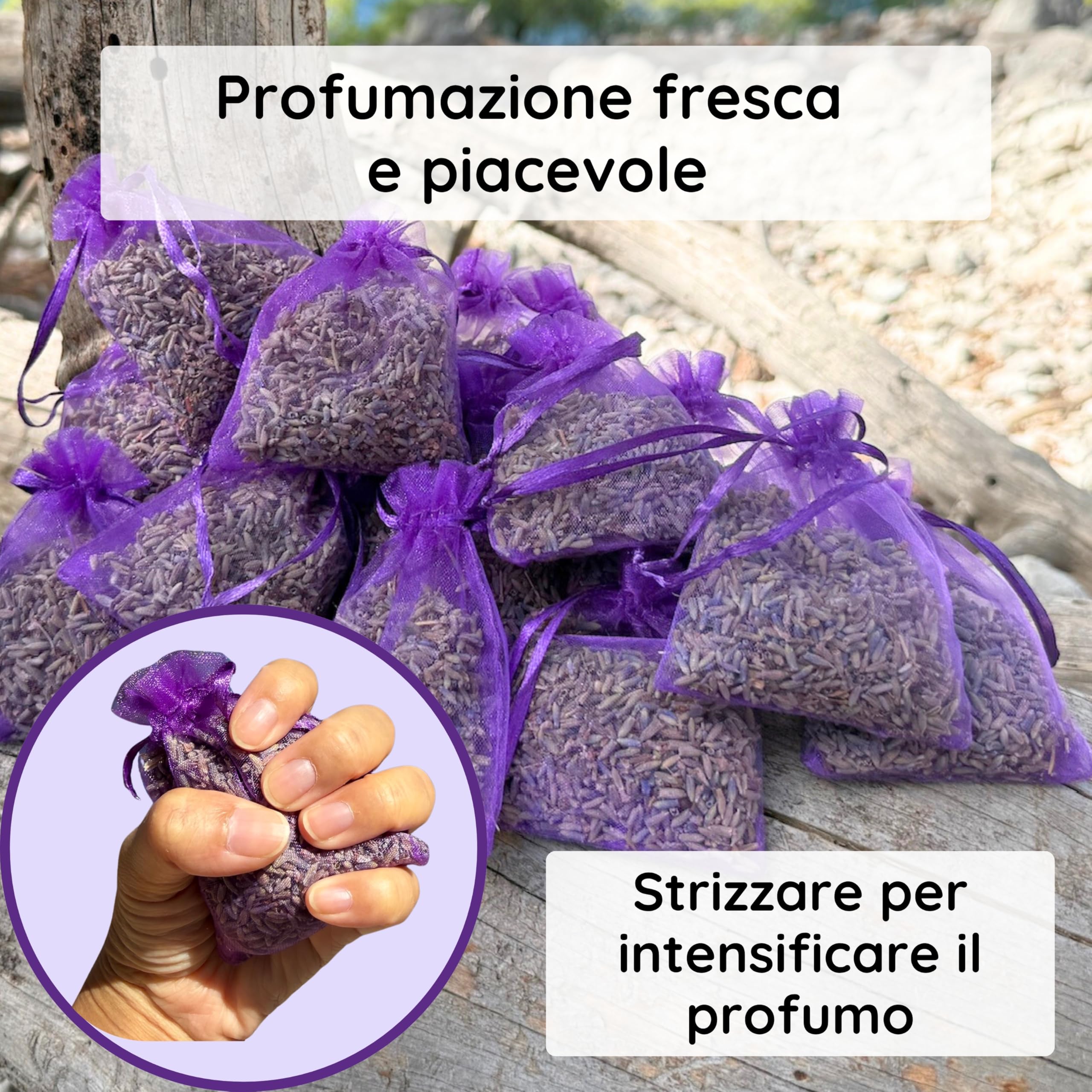 20 sacchetti profumati alla lavanda - Agricoltura famigliare - Bustina profumata per guardaroba, biancheria e ripostiglio. Bustine di lavanda di qualità superiore. Origine Provenza Francia
