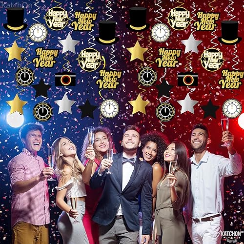 Miniatura 8 de KatchOn, Remolinos colgantes de Feliz Año Nuevo 2026 – Paquete de 18, NO DIY | Suministros para fiesta de Año Nuevo 2026 | Decoraciones de Año Nuevo