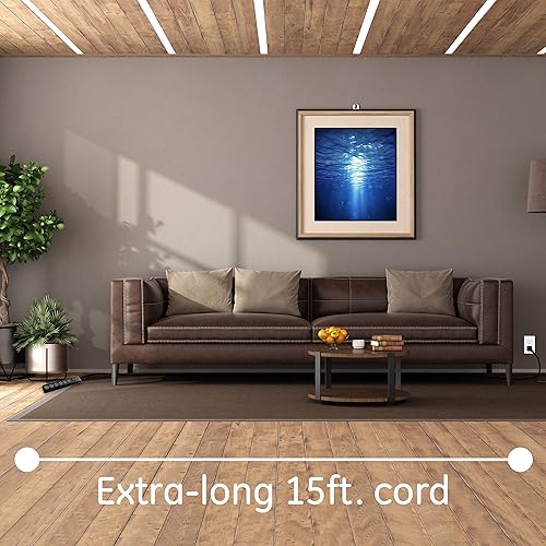 Miniatura 3 de GE 54650 Protector de sobretensión, cable de extensión de 15pies, paquete de 2, 800 julios, de 6 tomas, enchufe plano, cubiertas de seguridad de