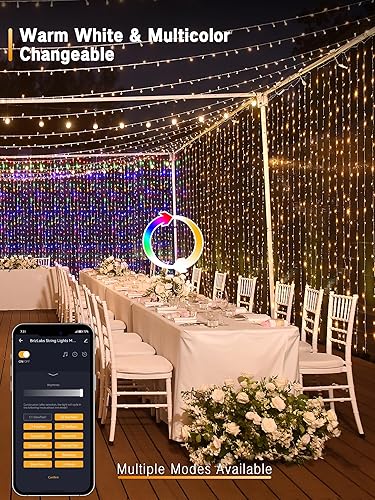 Miniatura 7 de Brizled Luces de Navidad inteligentes que cambian de color, 66 pies, 200 LED, blanco cálido y multicolor, control de aplicación, luces de hadas