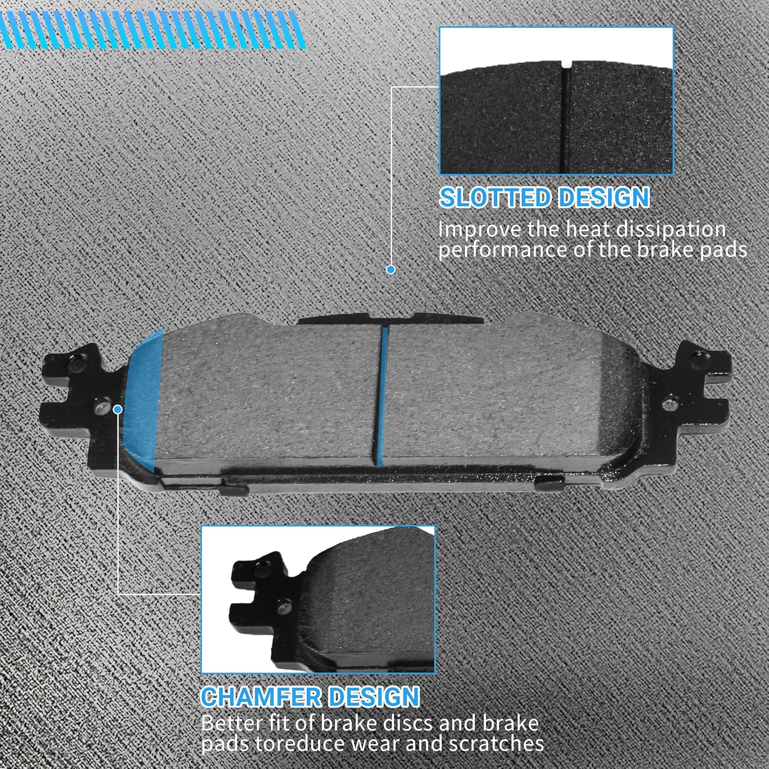 Brake Pads Front and Rear Compatible with Ford Explorer Flex Taurus, Lincoln MKS MKT Automotive Replacement Brake Pads Semi-Metallic D1508-8715 D1377-8488