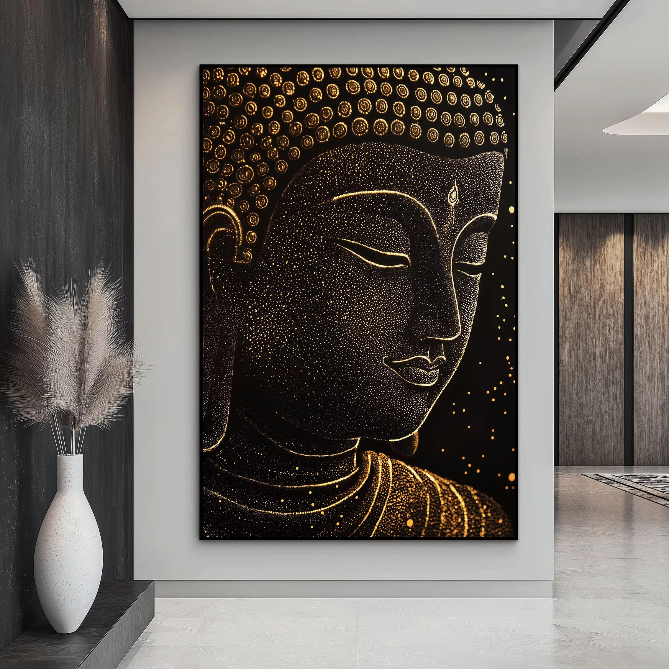 awtrhfc Modern Art Canvas Painting Buddha Art Large Wall Decor Zen Abstract Mural Home Decor(80x120cm(31x47in)/No frame)
