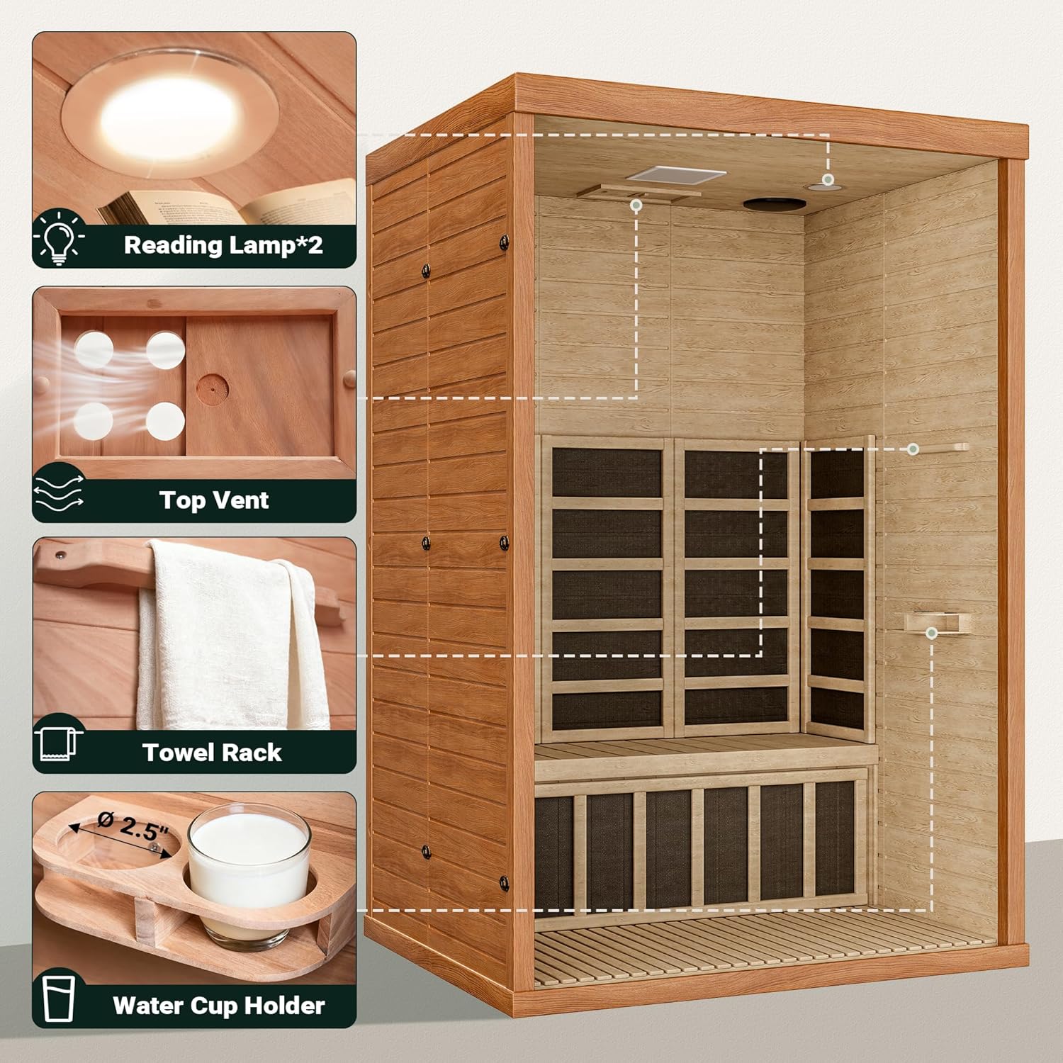 Polar Aurora 2- Person Infrared Sauna, Remotely Controllable Indoor Sauna, Low EMF 1500W/120V LCD Heater, WiFi BT Control, 9-Color Light Therapy, Safe Flame-Retardant Material, Wood Polar Aurora 2- Person Infrared Sauna, Remotely Controllable Indoor Sauna, Low EMF 1500W/120V LCD Heater, WiFi BT Control, 9-Color Light Therapy, Safe Flame-Retardant Material, Wood