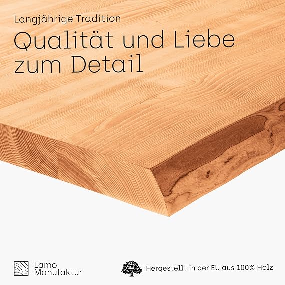 Lamo Manufaktur LHB-01-A-002-50 Wooden Table Top for Coffee Table Side Table Solid Wood Tree Edge 50 x 50 cm ‘Natural’