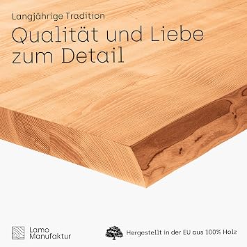 Lamo Manufaktur LHB-01-A-002-50 Wooden Table Top for Coffee Table Side Table Solid Wood Tree Edge 50 x 50 cm ‘Natural’