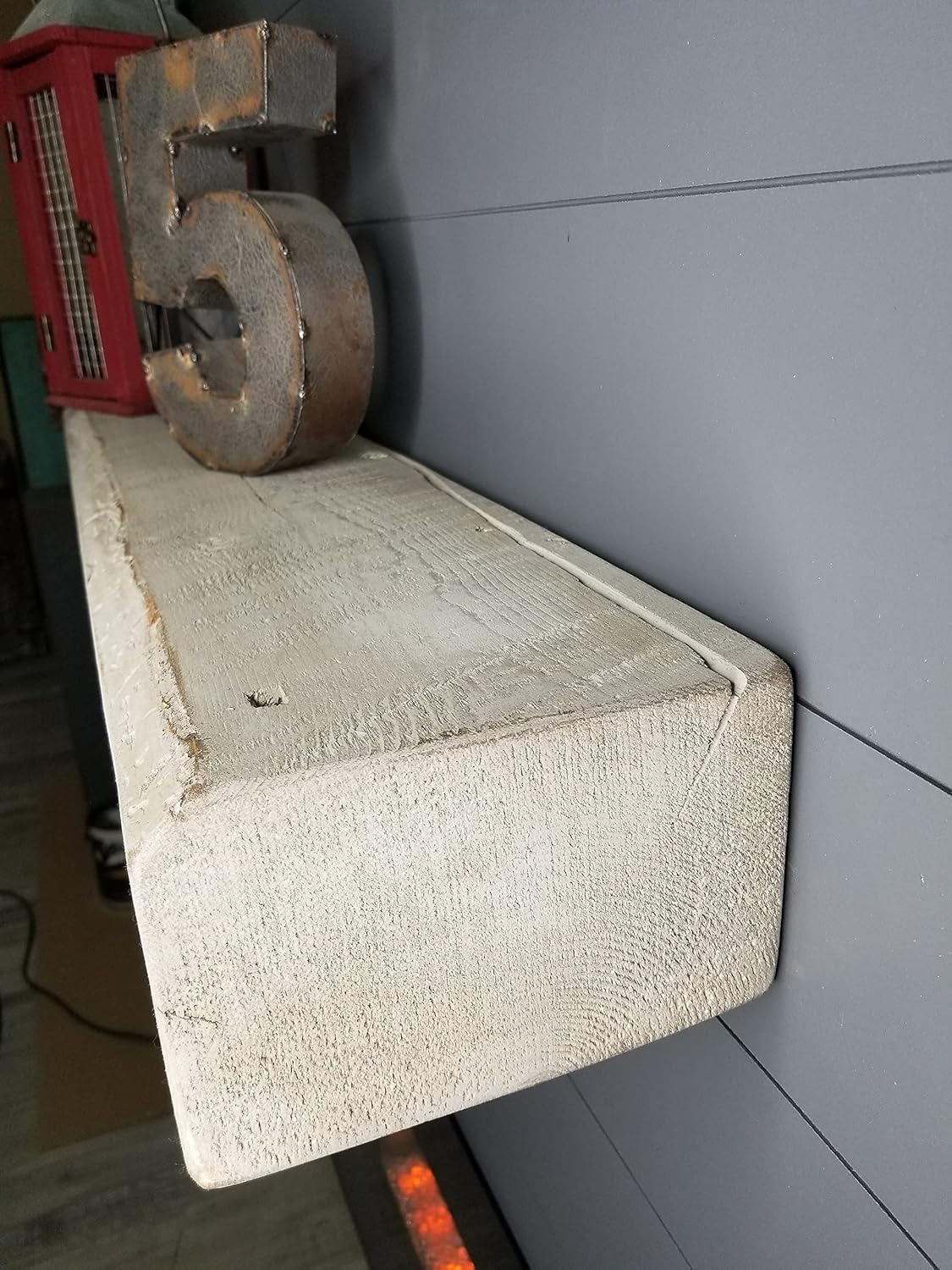 Rough Cut Décor Solid Spruce Mantel Shelf 48 in. x 5 in. x 8 in. Rough Cut Fireplace Shelf (White, 48)