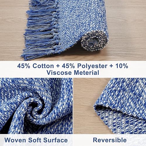 Miniatura 235 de Collive - Tapete de 27 x 43 pulgadas, lavable a máquina, para interiores y exteriores, de bajo perfil, suave algodón tejido a mano, para baño