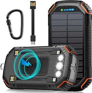 Solar Power Bank 36000 mAh Solar Charger with 3 Cables USB C Input 15 W Quick Charge Wireless Power Bank Portable Outdoor ... Price In India