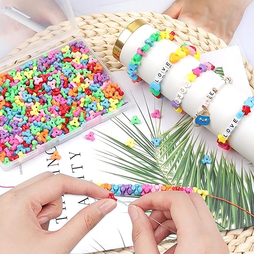 Miniatura 95 de Coloridas cuentas de plástico para pulseras para hacer joyas, pulseras de amistad, 0.236 x 0.354 in, multicolor para cuentas, trenzar el cabello