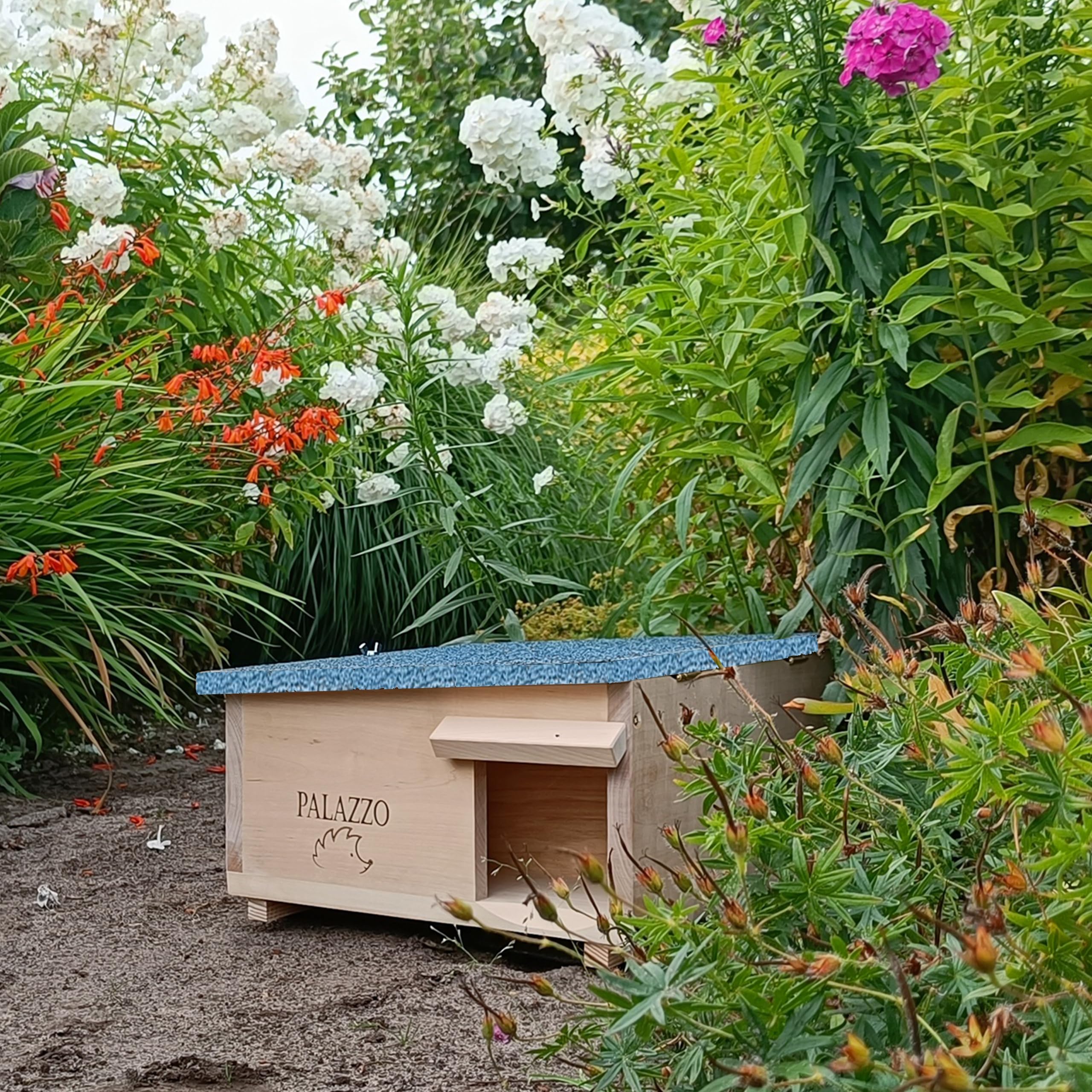 Dokkodo Igelhaus wetterfest aus Holz – Igelhotel & Winterquartier mit Labyrinth-Eingang – Sicherer Unterschlupf für Garten, 47 × 45 × 26 cm Palazzo