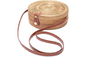 Rattan Bag, Summer Straw Beach Bag, Woven Wicker Straw Bag Basket Crossbody...