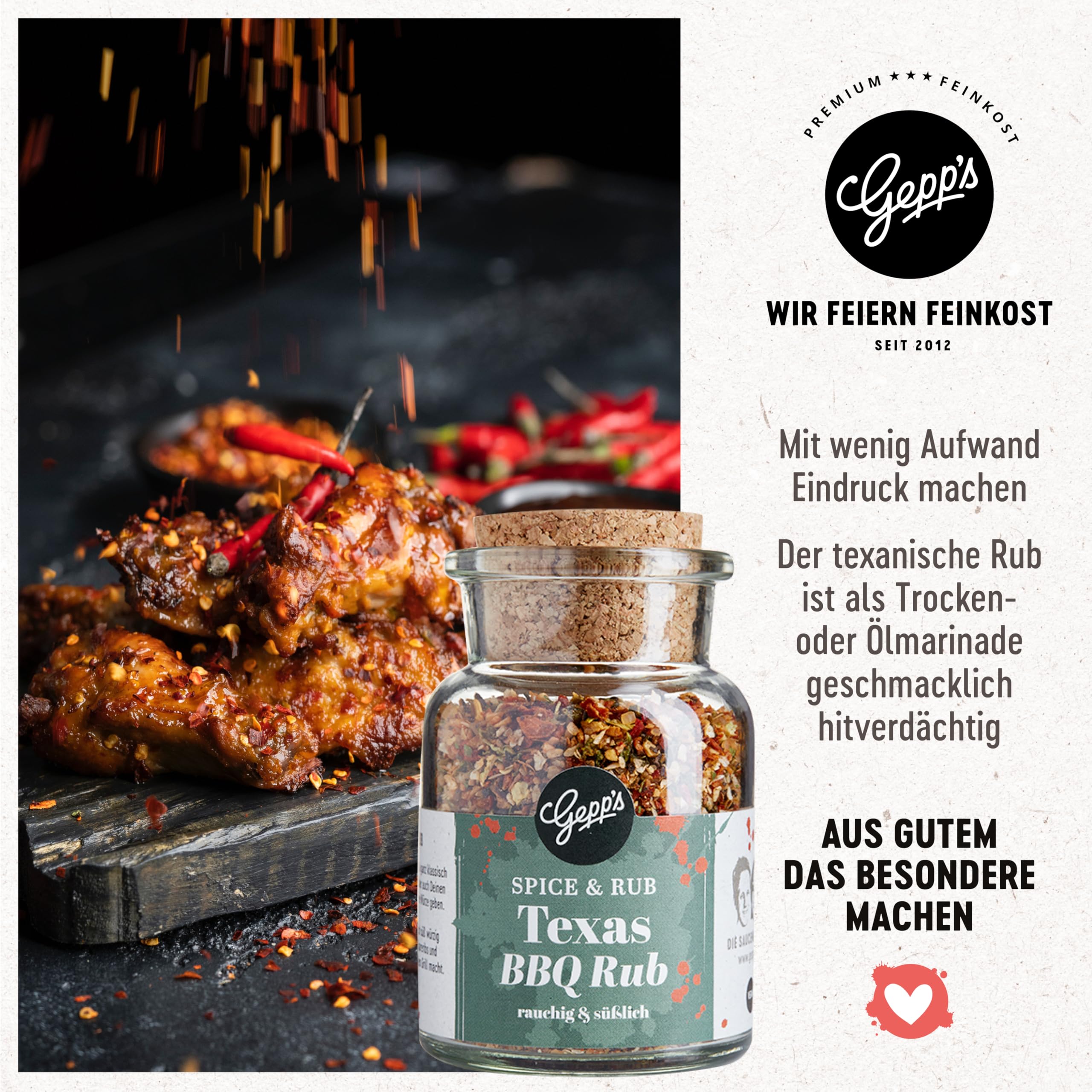 Gepp’s Feinkost Herrenhandtasche mit Delikatessen Knoblauch-Chili-Sauce Edelkräuter-Olivenöl Texas BBQ Rub Geschenkidee für Männer