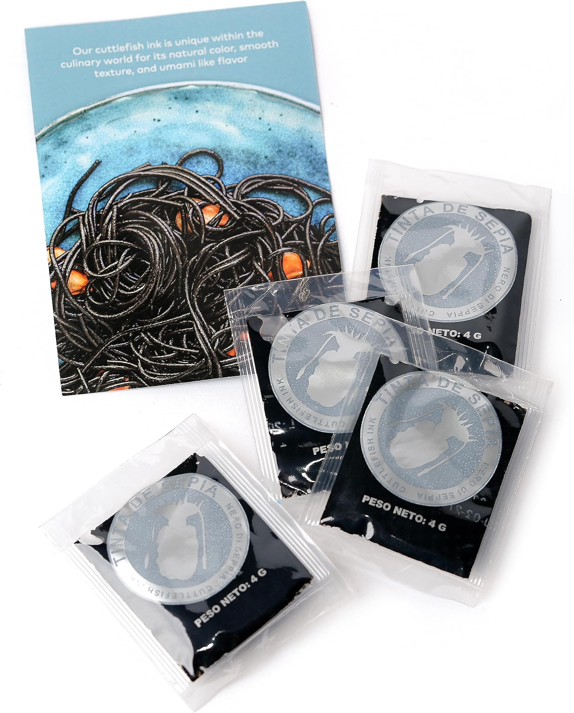 MARKY'S Cuttlefish Squid Ink Imported from Spain - 20 pcs. x 0.14 oz / 4 g - Food Coloring Tinta Calamari Squid Ink Pasta