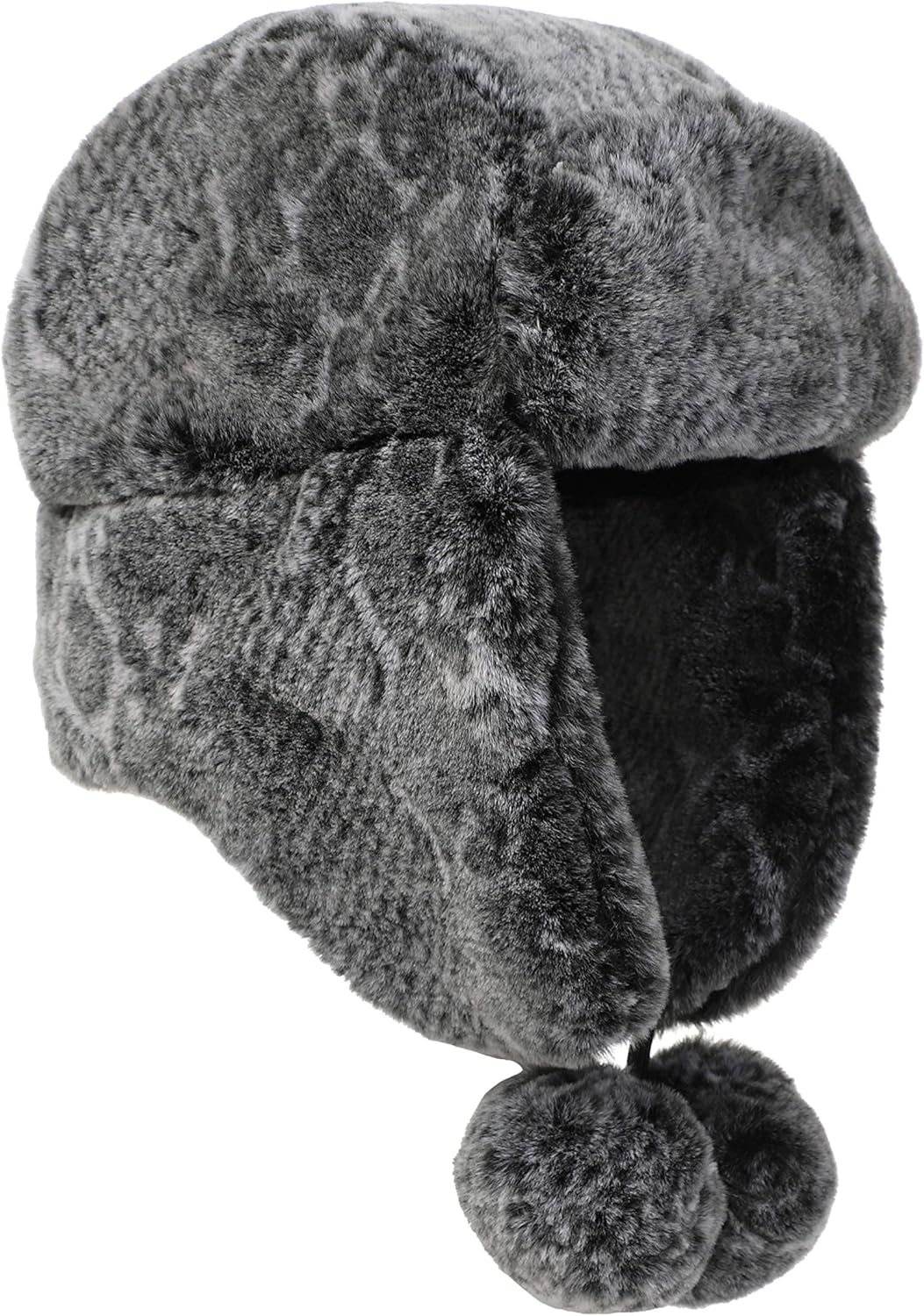 LA CARRIE Women's Snakeskin Print Faux Fur Ushanka Hat Winter Russian Trapper Hat for Skiing Earflap