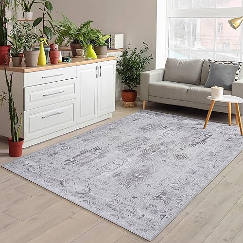 Miniatura 4 de Adiva Rugs Alfombra de área lavable a máquina de 4 x 6 pies con parte trasera antideslizante para sala de estar, dormitorio, cuarto de baño, cocina,