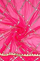 Vista 5 de Chandrakala Dupatta de gasa para mujer, chal bufanda envolvente Chunni (D238-P)